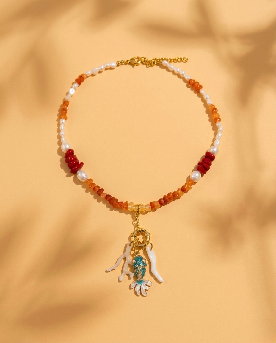 Pearl Spark Necklace + 3 Removable Charms