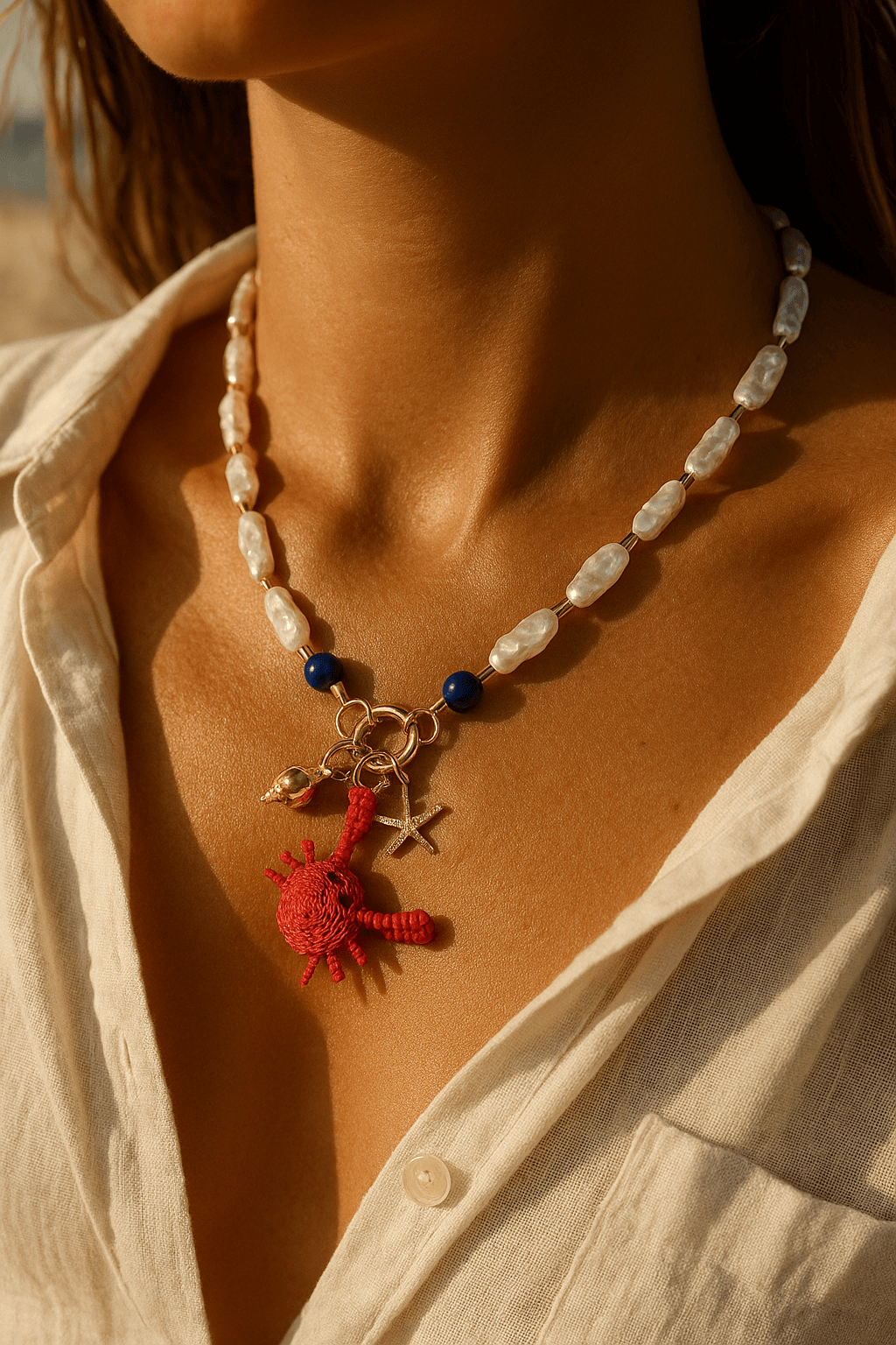 Collar Senda Perla + 3 Charms Removibles